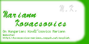 mariann kovacsovics business card